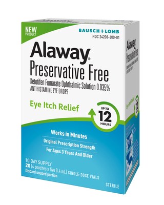 FDA Approves Bausch + Lomb Alaway® Preservative Free (Ketotifen Fumarate)  Ophthalmic Solution, 0.035%