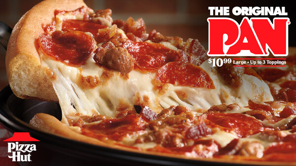 For a limited time, Pizza Hut is serving up its iconic, Original Pan® Pizza with its best deal yet. Fans can now order a large Original Pan Pizza with up to three of their favorite toppings for just $10.99.