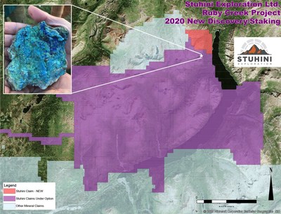 Stuhini Exploration Ltd. Ruby Creek Project 2020 New Discovery Staking (CNW Group/Stuhini Exploration)