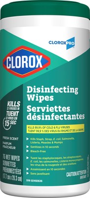 Les Lingettes dsinfectantes Clorox tue le SRAS-CoV-2 en 30 secondes. (Groupe CNW/Clorox Canada)