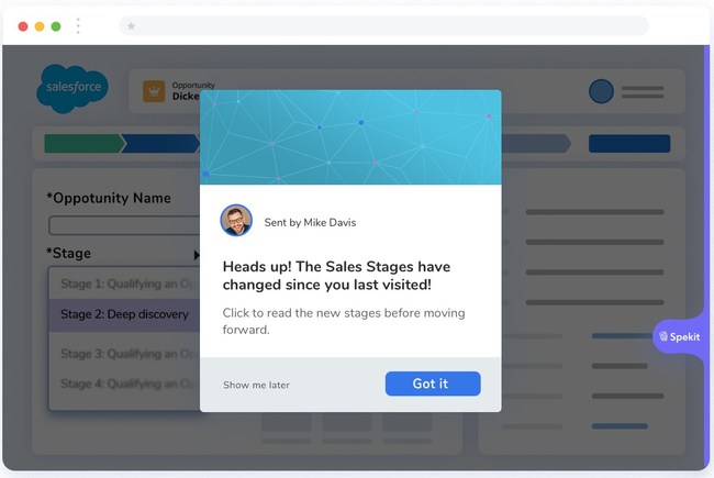 Communicate smarter with in-app alerts that welcome employees to team tools and keep them aligned as processes, enablement and business evolve.
