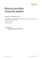 Kincora provides corporate update