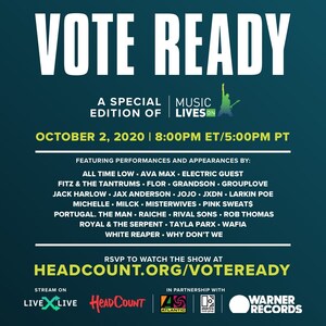LiveXLive Brings "The Vote Ready Festival" To "Music Lives On" Franchise In Partnership With Atlantic Records' 'ATL Votes' Initiative, Elektra Music Group &amp; HeadCount