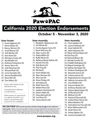 PawPAC Announces 2020 Endorsements for California Statewide Offices
