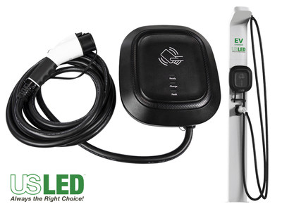 US LED TurboEVC Electric Vehicle (EV) Charger Unit With Plug and Mounting Pedestal