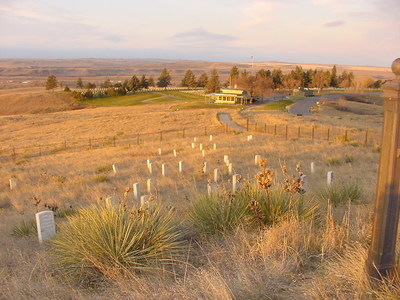 Looking toward the current visitor center from Last Stand Hill at Little Bighorn Battlefield National Monument in Montana. Photo credit: National Park Service