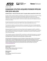 Canadian Utilities Acquires Pioneer Pipeline for $255 Million