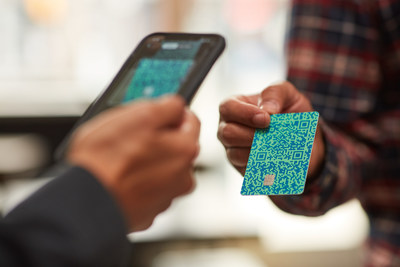 The QR code on the front of the card can be scanned via a mobile phone camera to activate the card, or in the Venmo app by friends to send a payment or split purchases.