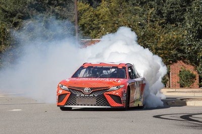The paint scheme was unveiled in a victory-lane style burnout.