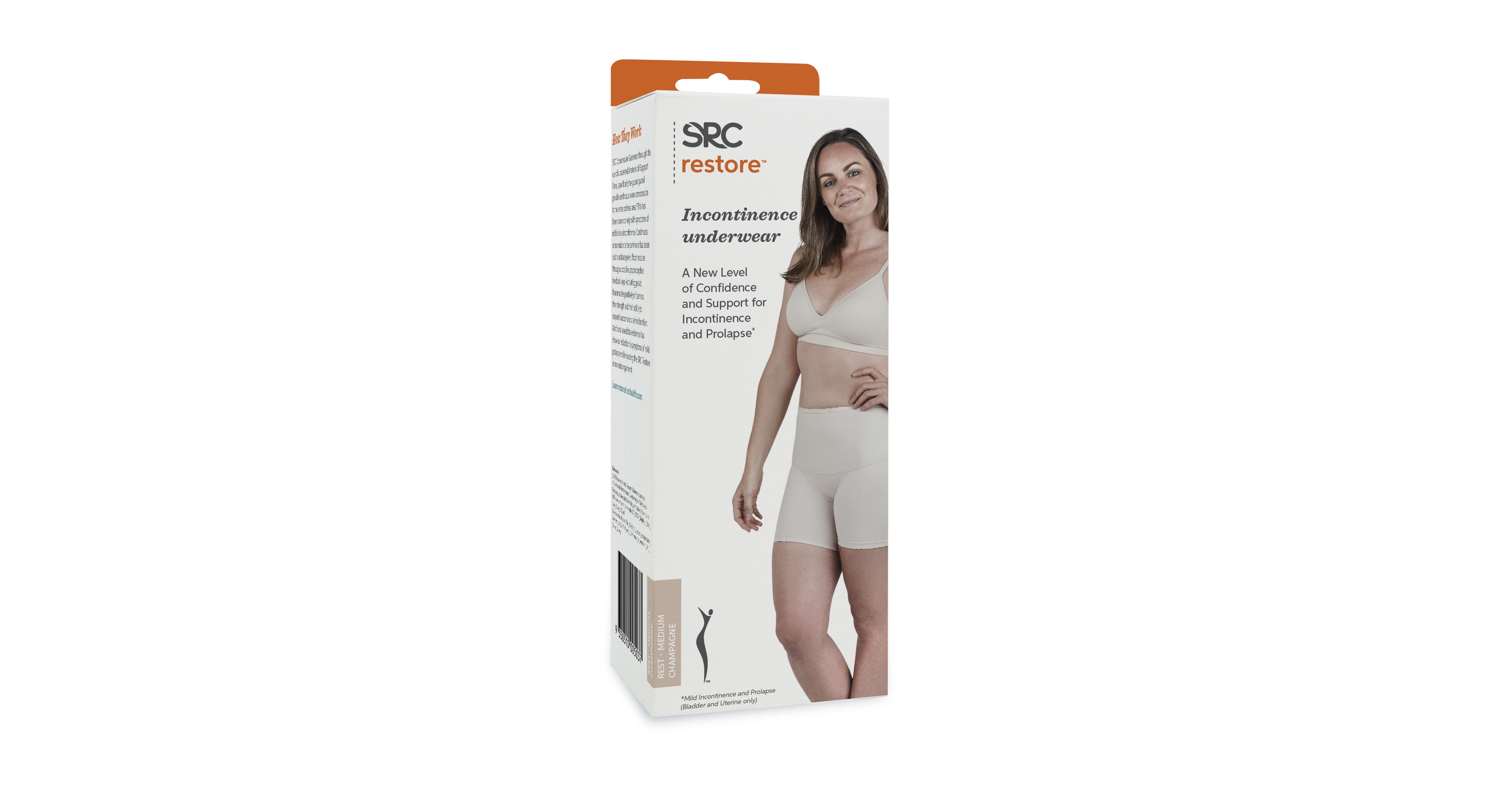 SRC Incontinence Underwear for Women, Uterine Prolapse Support, Small, Black