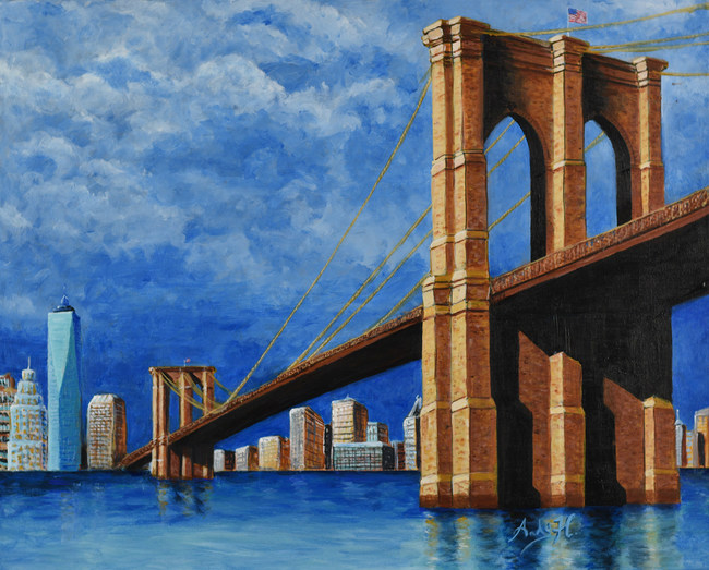 Brooklyn Bridge, New York - Acrylic on canvas by Andy Habib - 30" x 24" x 1.5"