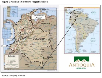 Figure 1 : Antioquia's Cisneros project location map (CNW Group/Ironspoke Research)