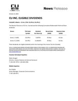 CU Inc Q4 2020 Dividends (CNW Group/CU Inc.)