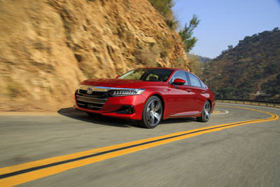 Widely regarded by experts as the benchmark midsize sedan, Honda raises the Accord’s game for the 2021 model year with a refresh that includes updates to styling, technology, drivability and safety features. In addition, unique upgrades were made to performance and design for the ultra-efficient and refined Accord Hybrid. On-sale at Honda dealerships beginning tomorrow, the 2021 Accord carries a Manufacturer’s Suggested Retail Price (MSRP) starting at $24,770 (excluding destination/handling). 