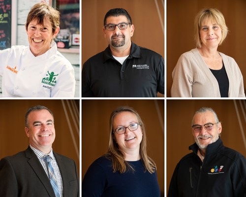 Founding school district leaders, from left to right, top to bottom: Chef Ann Cooper, Rob Jaber, Amy Maclosky, Stephen O'Brien, Anneliese Tanner, and Bertrand Weber.