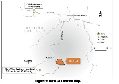 Figure 1: TREK 31 Location Map (CNW Group/Pacific Imperial Mines Inc.)