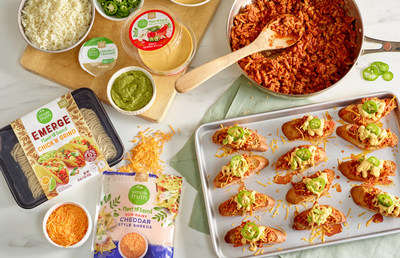 Kroger, America's largest grocery retailer, expands private-label plant-based collection through innovation, launching Simple Truth® Emerge™ Chick’n - fresh and chicken-less patties and grinds.