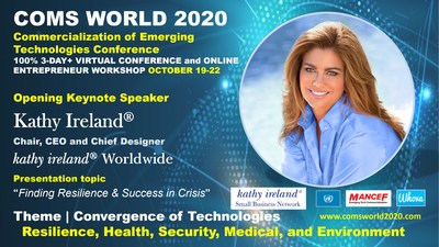 Kathy Ireland, Chair, CEO and Chief Designer kathy ireland® Worldwide to present the Opening Keynote address at COMS WORLD 2020.