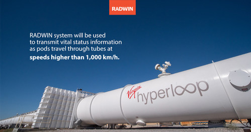 Virgin Hyperloop and RADWIN announced a joint collaboration to implement advanced wireless communications solutions for high-speed pods. RADWIN’s FiberinMotion®  has been used to transmit mission critical information from ultra-high-speed pods throughout hundreds of tests at their full-scale test site.