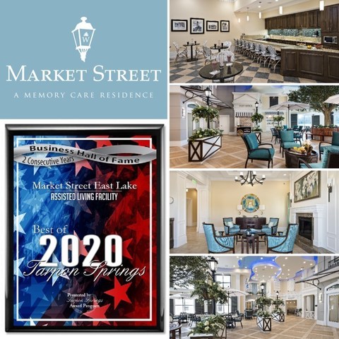 Market Street Memory Care Residence East Lake has been awarded ‘Best Assisted Living’ community for two consecutive years in the ‘Best of Tarpon Springs’ Awards and will be inducted into the Tarpon Springs Business Hall of Fame.