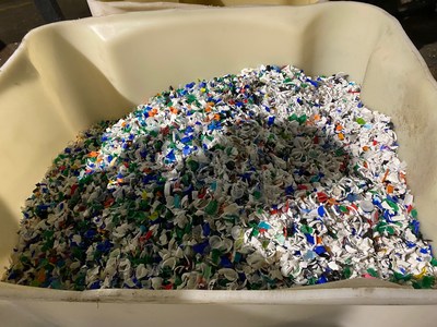 New Hope Energy began shredding plastic caps into smaller pieces that will be converted into low sulfur oil. Matson donated the use of a 40-foot container and free shipping from Hawaii to the mainland, Union Pacific and its subsidiary, Loup, transported the container from the Port of Long Beach, California, to New Hope Energy's facility in Tyler, Texas, at no charge.