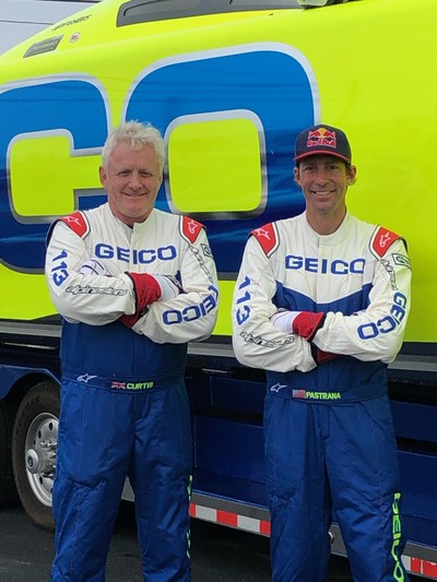Steve Curtis will control the throttles for the Miss GEICO while action sports legend Travis Pastrana takes the wheel during Sunday's races.
