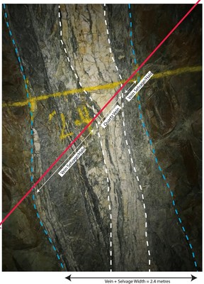 Figure 2 – Vein and Halo at Drift Face (CNW Group/Talisker Resources Ltd)