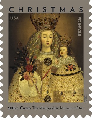 This Christmas stamp features a detail of the painting 'Our Lady of Gupulo.'