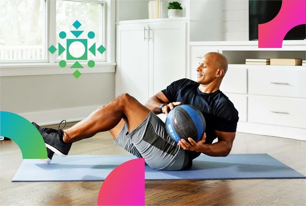 Picture of a man exercising with an exercise ball