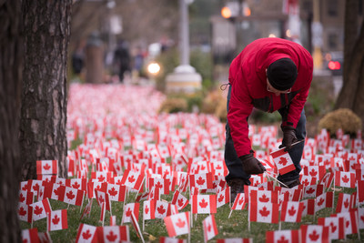Canadians will be paying tribute to our Veterans this year virtually through Operation Raise a Flag. The annual Remembrance Day campaign will see 37,500 Canadian flags planted on the grounds of Sunnybrook Veterans Centre ? Canada's largest Veterans' care facility. (CNW Group/Sunnybrook Health Sciences Centre)