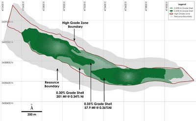 Figure 3 - Plan View of Main Zone Resource at the Crawford Nickel-Cobalt Sulphide Project, Ontario (CNW Group/Canada Nickel Company Inc.)