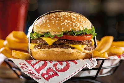Red's Tavern Double® burger served with Bottomless Steak Fries®