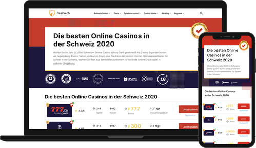 Der Online-Auftritt des Schweizer Glücksspiel-Infoportals Casino.ch