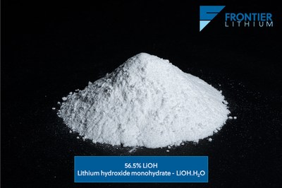 56.5% LiOH. Lithium hydroxide monohydrate - LiOH.H2O (CNW Group/Frontier Lithium Inc.)