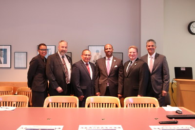 Pictured from left: Cecelia Bolden: Chief Experience Officer at SDI, Tim Portokalis: Solution Architect at SDI, Jose Sierra: CEO of Sierra Public Safety Group, Mike Sutherland, Vice President of Sales at SDI, Steve Savino, Project Manager at SDI, David A. Gupta: Chief Executive Officer at SDI.