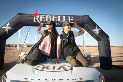 Telluriders Team celebrates victory on the Rebelle Rally podium
