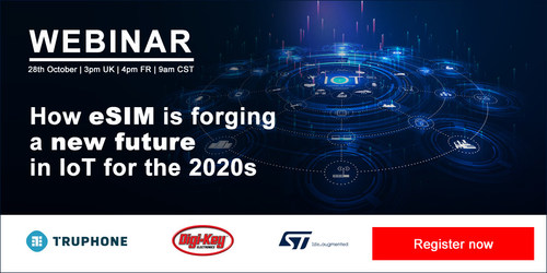 The IoT Now webinar will take place on Oct. 28, those interested can register to attend at https://www.iot-now.com/how-esim-is-forging-a-new-future-in-iot-for-the-2020s/