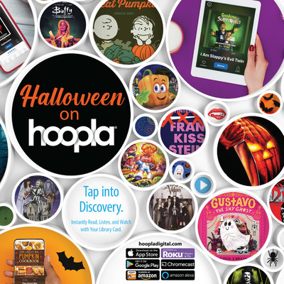 To help families celebrate Halloween at home, hoopla digital introduces curated collections of Halloween-themed movies, TV shows, eBooks and audiobooks. Appealing to kids and adults of all ages, the titles are available instantly via the hoopla digital mobile app or website.