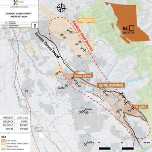 KORE Mining Continues to Discover New Mineralization Down Dip and On Strike at FG Gold and Extends Drill Program in South Cariboo Gold District