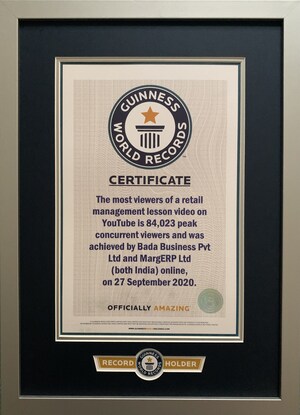 MARG ERP Limited awarded Guinness World Record holder; Largest Online Business Webinar broke all world records