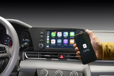 Hyundai Announces Pricing for New Feature-Rich 2021 Elantra Lineup - 2021 Elantra Limited Wireless Apple CarPlay shown here