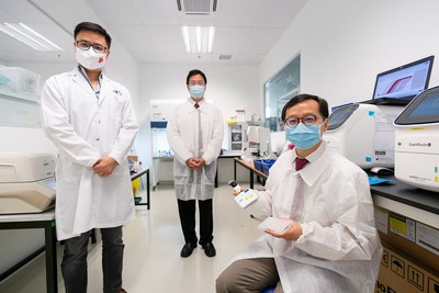 Members of the team involved in the development of a non-invasive blood-based test for gastric cancer (from right): Professor Jimmy So, Head and Senior Consultant with the NUH Division of General Surgery (Upper Gastrointestinal Surgery), Dr Calvin Koh, Consultant with the NUH Division of Gastroenterology and Hepatology and Dr Zhou Lihan, Co-founder & CEO of MiRXES.