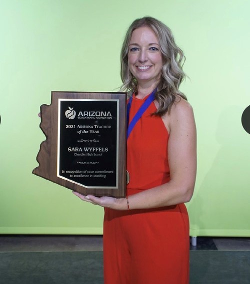 Sara Wyffels, a Spanish teacher at Chandler High School in the Chandler Unified School District is the Arizona Educational Foundation’s 2021 Arizona Teacher of the Year.