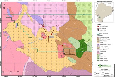 Figure 1: Drill Hole Location Map, Mercy Concession – Pijili Project (CNW Group/Adventus Mining Corporation)