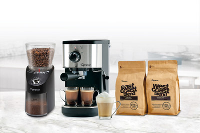 Capresso’s recipe for coffee success includes the Infinity Plus Grinder and the EC Select Espresso Machine – along with premium coffee beans such as East Coast Blend or West Coast Blend.
