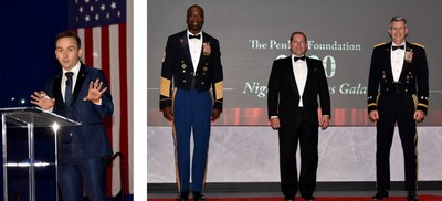 (Left) Tommy McFly, DC media personality emcees the PenFed Foundation Night of Heroes Gala. (Right) David Clark, PenFed Foundation Director of Outreach; James Schenck, PenFed President/CEO and CEO, PenFed Foundation and retired U.S. Army Gen. John Nicholson, President, PenFed Foundation.