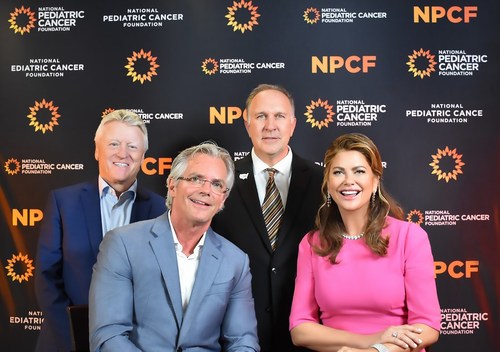 Image courtesy of Jon Carrasco. Left to Right: Gary Lawson (Board Member of My Medical Images), John D. Hodgeman (Board Member of My Medical Images), David Frazer (CEO of National Pediatric Cancer Foundation), and Kathy Ireland (Chair, CEO and Chief Designer of kathy ireland Worldwide).