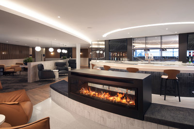 The WestJet Elevation Lounge blends contemporary design with refined mountain living inspired by Canada’s diverse landscape and features playful interpretations of WestJet’s home province weaved throughout. (CNW Group/WESTJET, an Alberta Partnership)