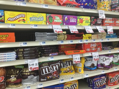 1908 Candy flavors Johnny Apple Treats, Alexander the
Grape, Cherry Clan and Mr. Melon on display inside Hy-Vee