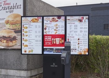Digital Drive-Thru Menu Boards with Loyalty Scanning & Contactless Payment Reader at Tim Hortons (CNW Group/Restaurant Brands International Inc.)